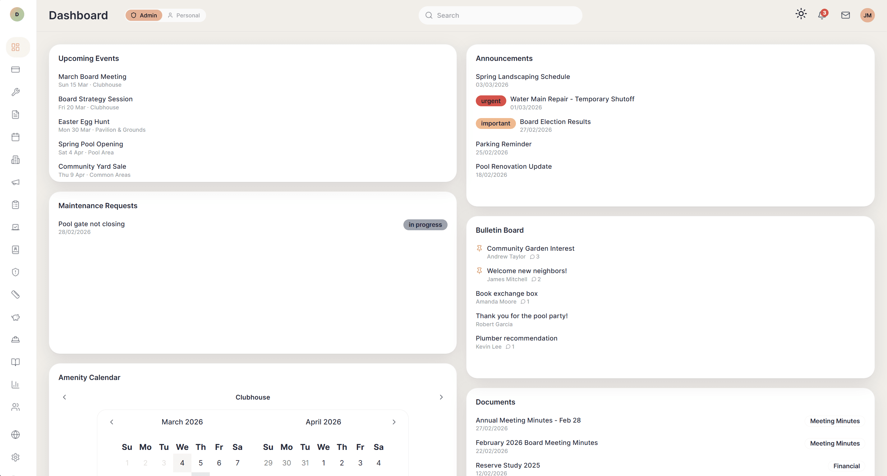 DuesIQ dashboard showing dues collection, payment tracking, and community management